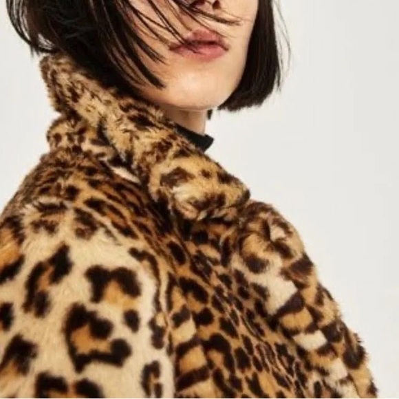 Sparkle & Fade Leopard Print Faux Fur Coat Sz Small - Picture 10 of 10